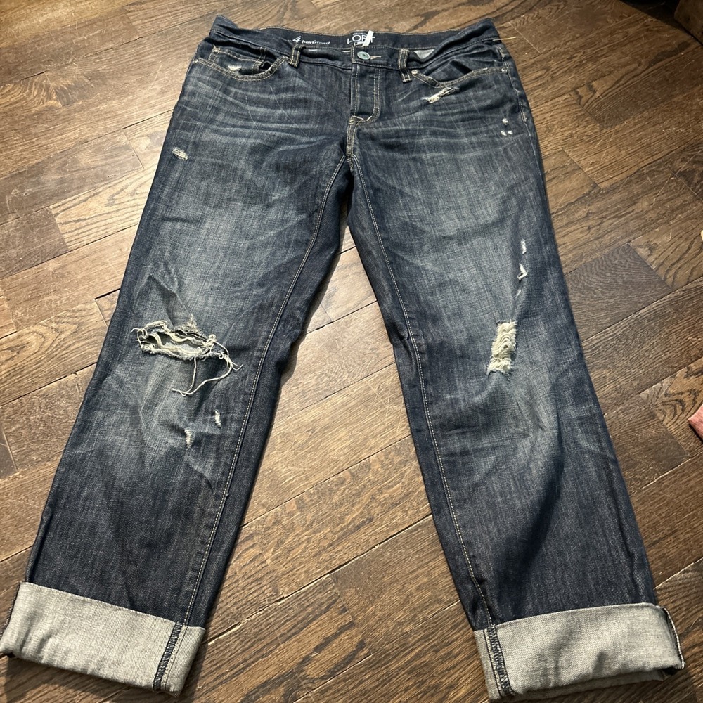 Loft Ann Taylor Blue Relaxed Boyfriend Jeans Button Fly Size 4/27